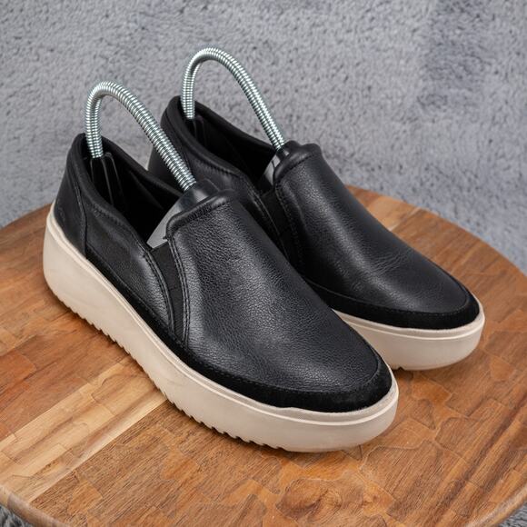Vionic Kearny Platform Slip-On Comfort Sneaker black leather women’s Sz 6.5 - Picture 1 of 8